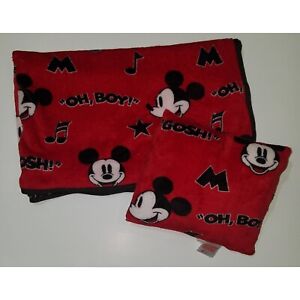 Disney Red Mickey Mouse Blanket & Travel Pillow Set GOSH OH BOY Soft Fleece