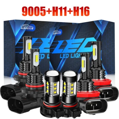 For GMC Sierra 1500 2500HD 3500HD 2007-2013 LED Headlight + Fog Lights Bulbs Kit - Image 1 of 4