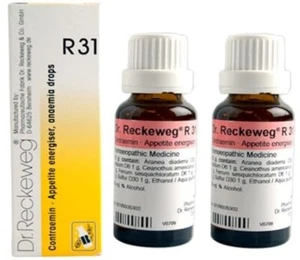 2 X Homoeopathic Reckeweg R 31 22ml Drops  Increases Appetite & Blood Supply - Picture 1 of 3