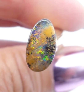 Australian Boulder Opal Solid Natural Opal Red Green 11x6mm 1.8ct 11333 - Imagen 1 de 5