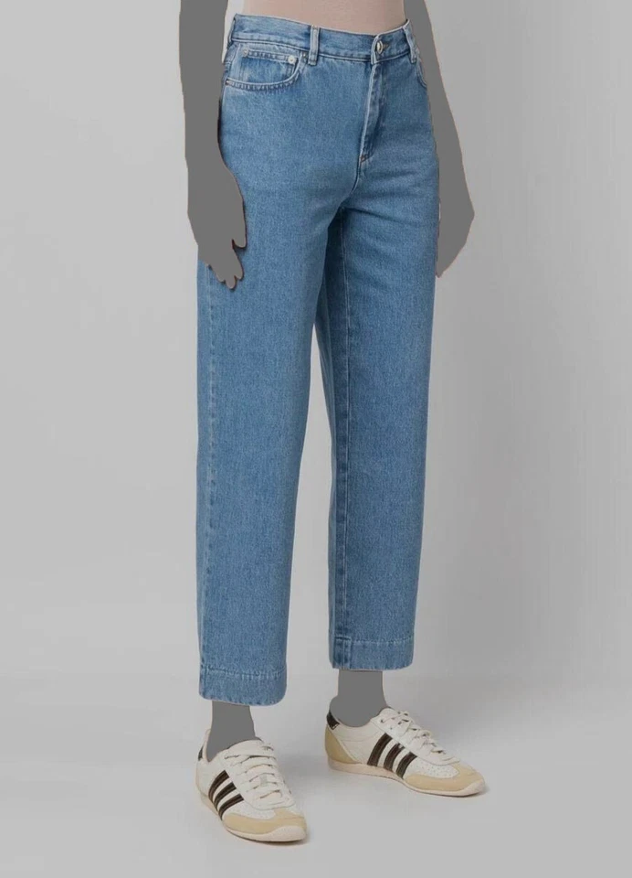 A.P.C. Women's Blue Sailor Wide Cropped Jeans Pants Size 29