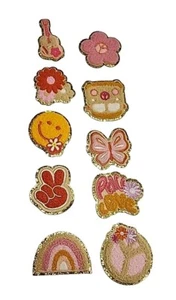 Hippie Retro Patches Kit 10 Pieces Chenille Iron On Patches Embroidered Fun - Picture 1 of 12