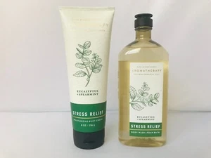 SET BATH & BODY WORKS AROMATHERAPY STRESS RELIEF EUCALYPTUS Body Wash Body Cream - Picture 1 of 1