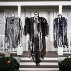 3Pcs Halloween Scary Hanging Ghosts Outdoor Decorations Creepy Horror Skeleton - Picture 1 of 13