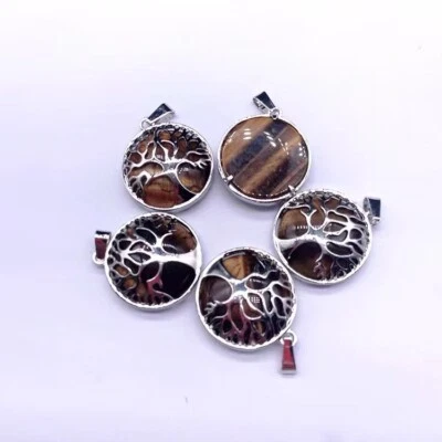 Colgantes de piedra natural ojo de tigre árbol de la vida 12 piezas curación para collares hágalo usted mismo Foto 1 de 3