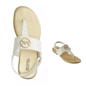 New! MICHAEL KORS Girls ~Size 3~ MK Logo T-Strap Sandals Open-Toe Shoes NWOB - Picture 1 of 13