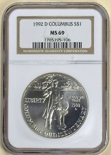 1992 D Columbus Silver Dollar NGC MS 69