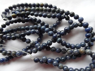Cuentas de piedra redondas de sodalita natural de 15" de 5-6 mm azul oscuro A977 DNG Foto 1 de 4