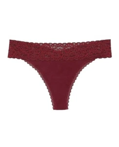 Women's Maurices Comfy Stretch Maroon Cotton Thong Panty w/ Lace (L) Large - Picture 1 of 12
