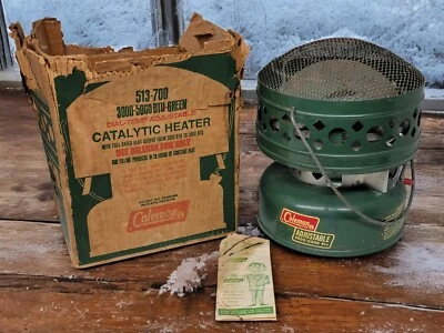 Calentador Catalítico Ajustable Temperatura Esfera Coleman 513 De Colección con Caja Original - Usado en Excelente Condición Foto 1 de 4