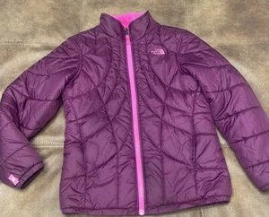 The North Face Reversible Puffer Plush Fleece Jacket Girls Size Large 14/16 Pink - Picture 1 of 5