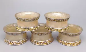 VTG Kemp & Beatley Marble Scroll w silver border 5 Napkin Rings Acrylic Material - Picture 1 of 6