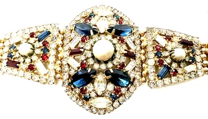 Holy Grail Vintage Hobe Red, White & Blue Gorgeous Runway Statement Bracelet - Foto 1 di 13