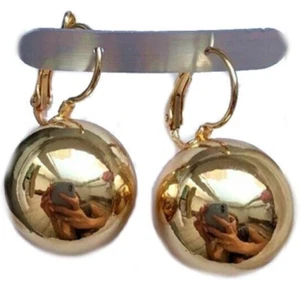 Pair Ball Stud Hoop Bead Ball Drop 18K Gold Filled Women Girls Earrings - Picture 1 of 5