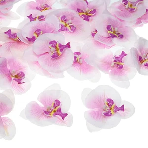 3.9" Artificial Orquídea Flores Cabezas, 40pz Seda Falsa Orquídea Blanco Púrpura - Imagen 1 de 6