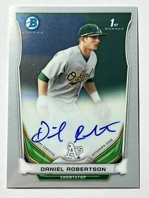 2014 Bowman Chrome Daniel Robertson 1º #BCAP-DR Prospect Auto Oakland A's - Imagem 1 de 2