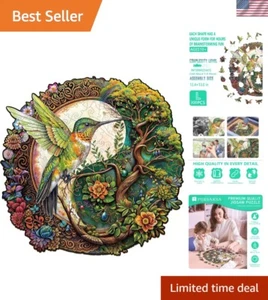 Unique Yin Yang Hummingbird Wooden Puzzle - 300 Piece Jigsaw for Adults - Picture 1 of 9