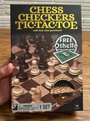 CHESS CHECKERS TIC TAC TOE GAME WITH DUAL SIDED GAMEBOARD - Image 1 of 4