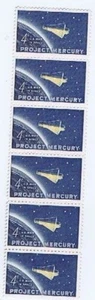 U.S. Man In Space Project Mercury, 4 cent stamp block, 6 stamp block, 1960 - Picture 1 of 1