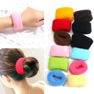 12 Sport Elastic Scrunchie Hair Bands Wristband Towelling Gym Ponytail Holder - Picture 1 of 7