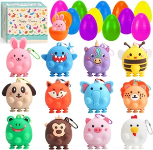 Easter Basket Stuffers - 12PCS Easter Eggs with 3D Animal Pop Toys for Kids Teen - Picture 1 of 12