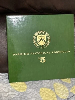 1999 1995 $5 FIVE DOLLAR BEP HARDCOVER PREMIUM HISTORICAL PORTFOLIO SET - Image 1 of 3