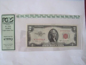 1953 B $2 DOLLAR LEGAL TENDER RED SEAL PCGS 67 PPQ SUPER GEM - Picture 1 of 7