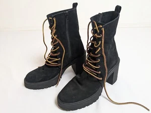 Free People Women's Dylan Lace Up Side Zip Boots Black Size 39 / US 8.5 - 9 - Picture 1 of 6