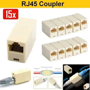 15x RJ45 Coupler Cat5e Cat6 Ethernet Cable Extender Joiner LAN Adapter Connector - Picture 1 of 8
