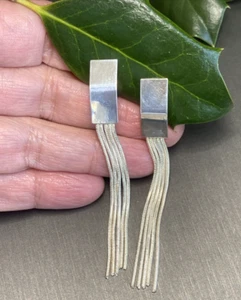 Vintage Waterfall Tassel Earrings Sterling Silver Estate Fine Jewelry Pre-Owned - Picture 1 of 13