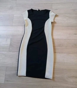 Peacocks Black & White Panelled Pencil Dress Wiggle Smart Office Workwear UK12 - Picture 1 of 21
