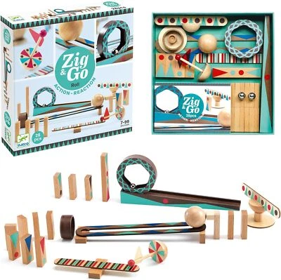 DJECO Jig and Go 28 шт. Домино Топплинг Домино Набор Образовательная Игрушка Деревянный Новый - Изображение 1 из 4