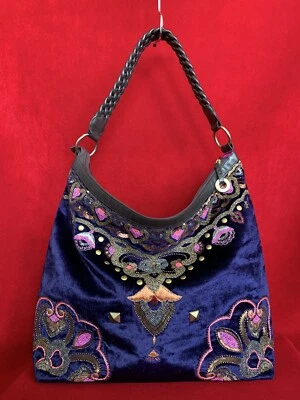 Bolso de terciopelo púrpura bordado con cuentas Mathew Williamson vintage raro Foto 1 de 4