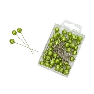 50 Perlkopfnadeln Dekonadeln Blumennadeln Apfelgrün L 60 mm Perlen Ø 10 mm grün - Bild 1 von 1