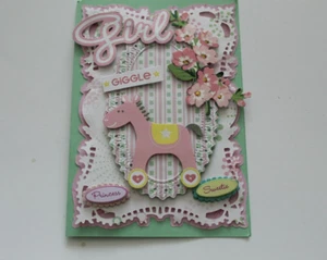Baby Girl 3D New Handmade Card "GIRL Giggle" - Picture 1 of 3