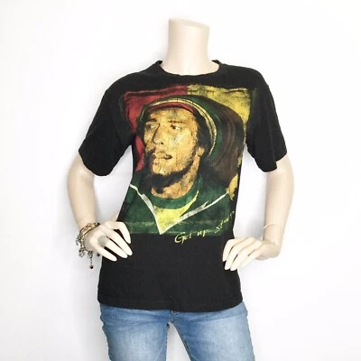 Bob Marley Small Get Up Stand Up Black Graphic Concert Tee Band Shirt - Image 1 of 4