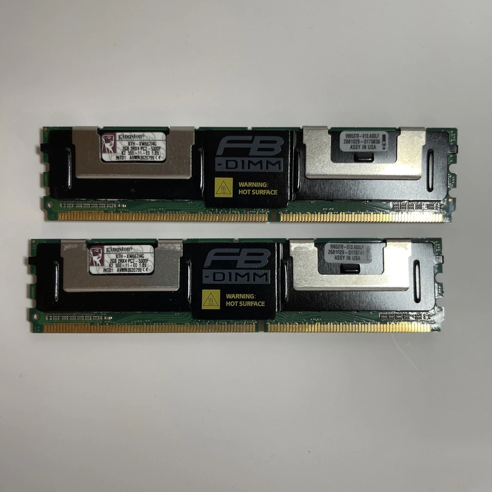 Kingston 4GB (2 x 2GB) 2Rx4 PC2-5300F DDR2 Server RAM MEMORY KTA-X667K2/4G - Image 1 of 2