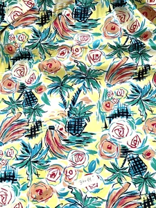 Tropical Palms Print Pineapple Quilt Cotton Soft Fabric half yard x 44” - Picture 1 of 1