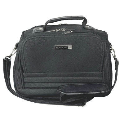Protocol Black Travel Briefcase Bag Shoulder Strap Carry On Luggage  13"x7"x9" - Image 1 of 4