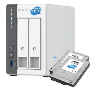Qnap TS-216G NAS 2 Slot 3.5/2.5" 2.5G LAN RJ-45 White With HDD 12TB (2x6TB) - Picture 1 of 7