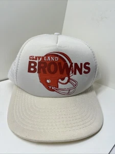 Vintage NFL White Cleveland Browns Foam Trucker Snapback Hat - Picture 1 of 8