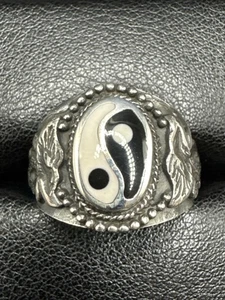 Anillo de caña de dragón Ying Yang de plata de ley 925 talla 10 nuevo estado - Imagen 1 de 6