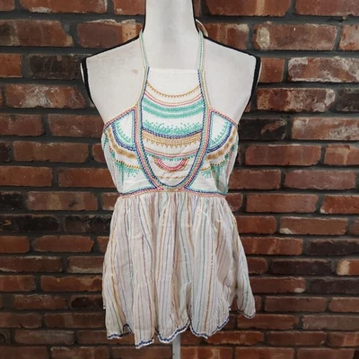 Top halter boho Floreat Anthropologie Itzel bordado sin mangas para mujer 8 Foto 1 de 4