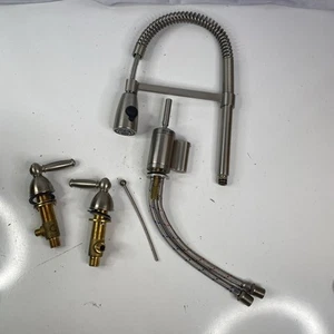 Elkay Three Hole Bridge Faucet w Pull-down Spray Lever Handles - Picture 1 of 12