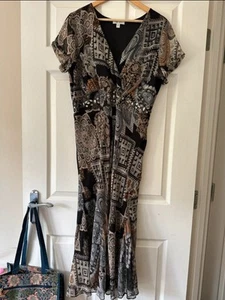 Vintage Ladies Embellished Mix Print Dress Nightingales - Picture 1 of 4