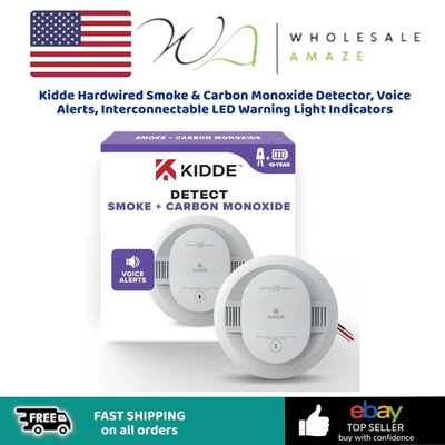 Detector de fumaça e monóxido de carbono Kidde com fio, alertas de voz, interconectável - Imagem 1 de 4