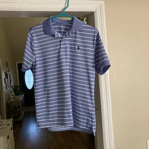 Ralph Lauren Shirt Youth Large Blue W/ white stripes Nice! - Picture 1 of 4