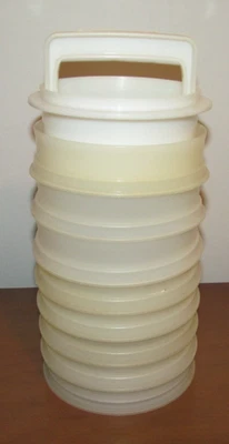 Vintage Tupperware Hamburger Press and 8 Freezer Patty Keepers - Image 1 of 2