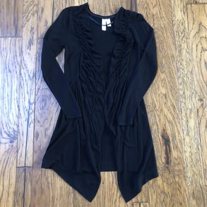 Matilda Jane Paint by Numbers Cardigan Sweater Sz S Black Open Ruffled Womens - Picture 1 of 6