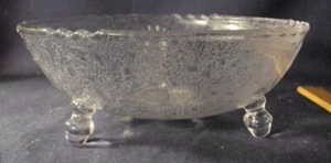 Imperial 3 toed bowl Lotus #500 Daisy Fields brocade etch 6" - Picture 1 of 4